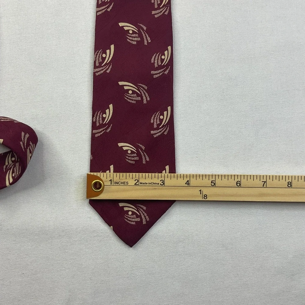 Vintage Polo Ralph Lauren Silk Tie Burgundy Gold Geometric Abstract Paisley